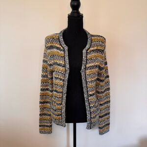 Banana Republic Chartreuse Tweed Sweater Jacket Size Medium